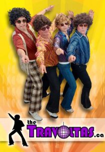 The Travoltas performing live – 1970s disco tribute band in full costume